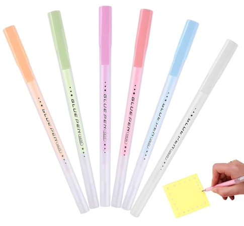 6 Stück Schnell Trocknender Klebestift, Scrapbook Klebestift Kinder, Bastelkleber Kinder, Glue Pen, Flüssige Klebestifte für Scrapbooking Papierhandwerk Handgefertigte, für Haus, Schule Oder Büro