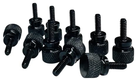 PrecisionGeek® – Rändelschrauben 6-32 UNC aus Aluminium – Rändelkopf Ø10 mm – Handschrauben für Kamera, Elektronik & Gehäuse – Verschiedene Längen (Schwarz #6-32 x 10mm)