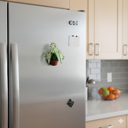 Handmade Tropical Plant Refrigerator Magnets, 3D Resin Clay Miniature Potted Plants, Lifelike Monstera, Anthurium & Rare Begonia Decor for Fridge, Office, Locker, Unique Plant Lover Gifts