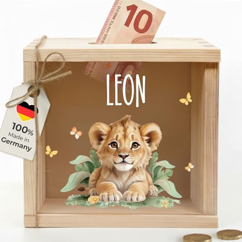 Little-Deco Spardose, Geldkassette, Sparbox, Geld sparen, 15x15cm | Sparschwein Kinder, personalisierte Geschenke Kinder, personalisierte Spardose, Holzspardose, Geschenk zur Geburt