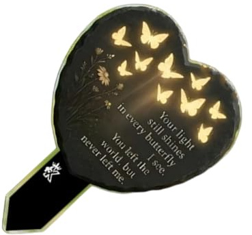FHGSPQWM Placas conmemorativas de corazón, marcadores de tumbas, decoración de acrílico para cementerio, patio, jardín, jardín