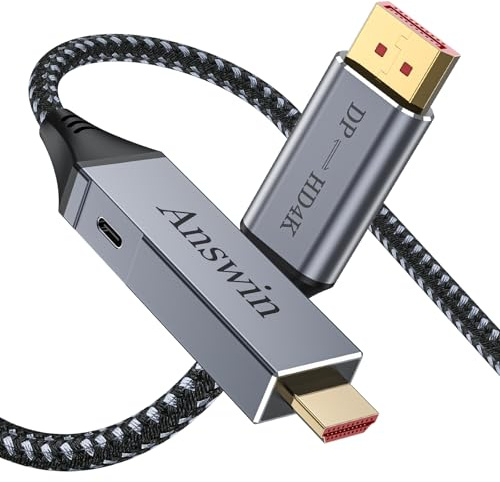 Answin Bidirectional HDMI to DisplayPort Cable, 4K 60Hz Adapter for PS5, Xbox, PC Laptop Monitor TV, HDMI to DP & DisplayPort to HDMI Cable -17.6Ft