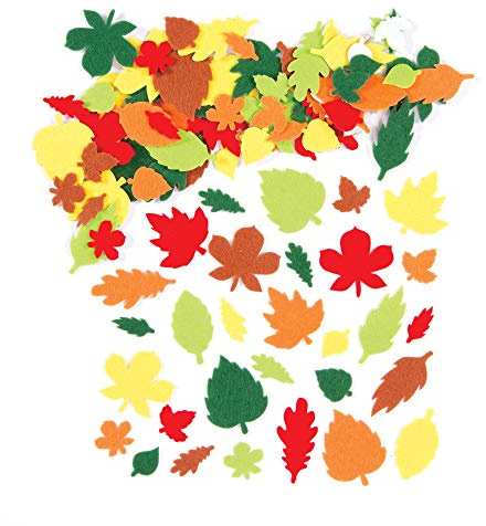 Baker Ross Pegatinas de Fieltro de Hoja (paquete de 144) perfectas para que los niños decoren collages y manualidades, ideal para escuelas, grupos de manualidades y fiestas (ET420)