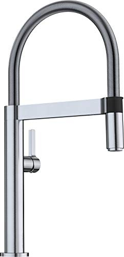 BLANCO 519844 Mini Einhebel-Armatur im Profi-Look / Flexibler Brauseschlauch in Edelstahl Finish / Hochdruck