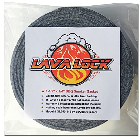Graue Lavalock-Dichtung für hohe Temperaturen, BBQ, Smoker-Grill, selbstklebend, 3,8 x 0,6 x 3,8 cm (1,5 Zoll breit)