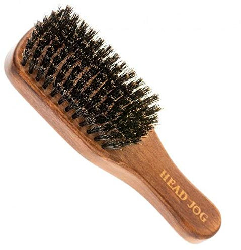 Head Jog Wooden Fade Brush Barbering. Vintage & Funky Professional Beard & Barber Comb. Nylon & Boar Bristle In Light Wood. Styling Brush Tool & Blade Cleaning Brush. Great For Grooming Sets.