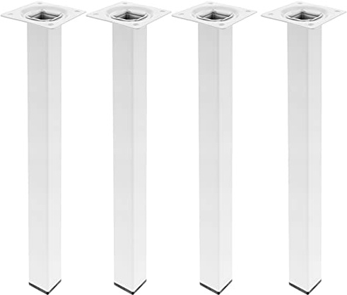 PrimeMatik - Quadrat Tischbeine für Schreibtische Schränke Möbel aus Weiss Stahl 40cm 4-Pack