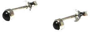 Små runda svarta ONYX sterling silver ädelsten örhängen dam 925-3 mm