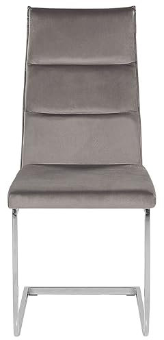 Beliani Conjunto de 2 sillas de Comedor de Terciopelo Gris tapizadas Cantilever Patas Plateadas diseño Moderno Rockford
