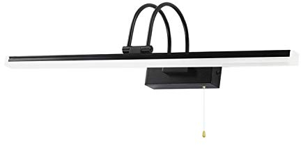 ACMHNC Vintage Badlampe Spiegellampe Mit Schalter, Retro Spiegelleuchte Bad Schwarz, IP44 Spiegel Licht Einstellbar Wandlampe Innen 4000K Make Up Licht Für Spiegel Schminktisch,61cm/12w