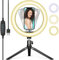 NK - Anillo de luz LED Circular con 20 cm Diámetro, Soporte Flexible, Lámpara LED, Ajuste de Ángulo, Luz Cálida/Neutra/Fría, Rotación 360º, Iluminación Graduable/Polarizada