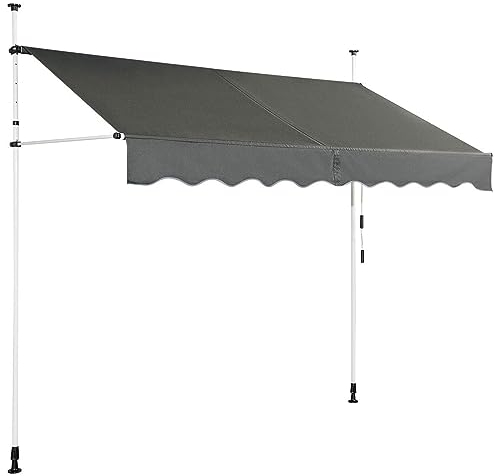 DREAMADE 2,5 x 1,2m Klemmmarkise mit Handkurbel, Balkonmarkise, Sonnenschutz Markise, Gelenkarmmarkise, höhenverstellbar, für Terrasse Balkon Garten (Grau)