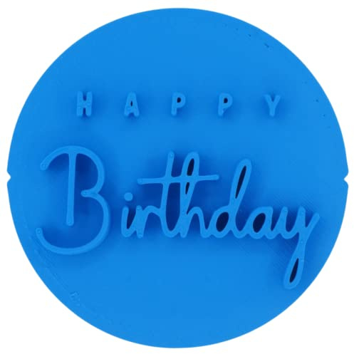 Happy Birthday Cookie Stamp Fondant Embosser 6cm (2.36 inches) Made in The UK for Baking, Cooking, Fondant, Icing, Cupcake, Cookie, Cake, Biscuits, Decoration