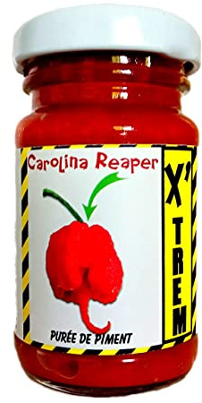 Purée de piment frais CAROLINA REAPER 60ml pour sauce carolina reaper piment entier ecrasé - piments le plus fort du monde - sauce