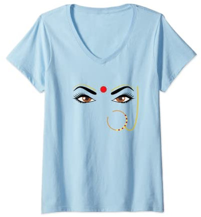 Damen Bindhi Indische Desi Culture Girly traditionelle Nasenstecker T-Shirt mit V-Ausschnitt