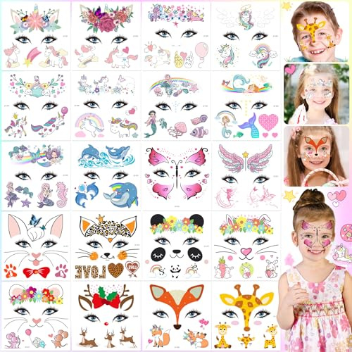 Weploda 20 Stück Tattoo Kinder, Einhorn Tattoos, Wasserdichte Kindertattoos | Kinder Tattoos, Rosa Einhorn Tattoo Aufkleber, Einhorn Geschenke Für Mädchen