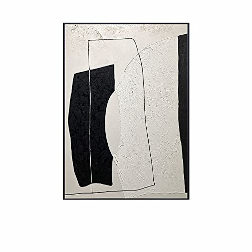 Handgemalte Acrylbilder, Schwarz-Weiße Textur, Geometrischer Minimalismus, Abstrakt, Modern, 100 % Handgemalte Ölgemälde Auf Leinwand Für Familienwand, Wohnzimmer, Esszimmer, Heimkunst-Dekorati