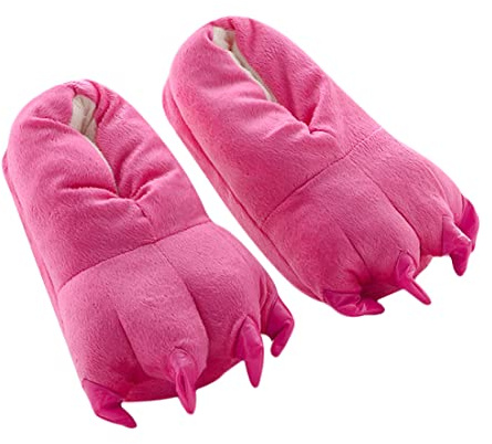 Barrageon Unisex Pantofole Zampa Carino Mostro Artiglio Addensare Peluche Animali Caldo Slippers Autunno Inverno Ragazzo Ragazza Indoor Rosa EU 23-33