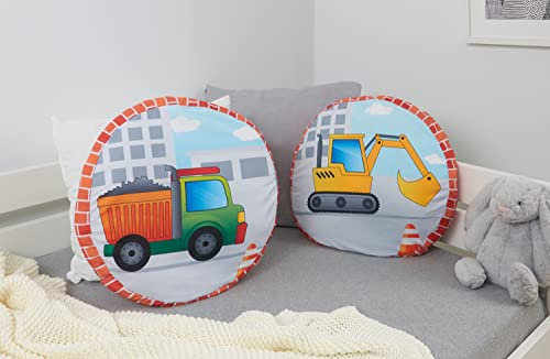 TiCAA Kinder Rundkissen-Set Oskars Baustelle