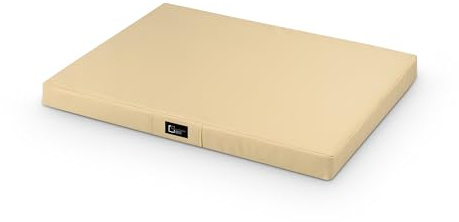 exclusive BED Hundematte Tina Grosse Mittelgroße Kleine Hunde - Hundekissen Hundebett aus Öko-Leder - Waschbar Wasserdicht Kuschelig Langlebig Abriebfest Reißfest (L | 80x60x8cm, Ecru)
