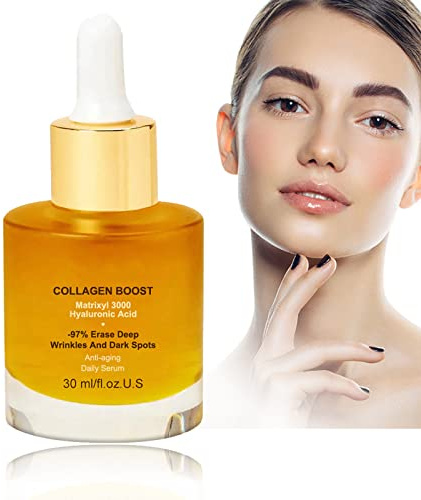 Collagen Boost - Collagen Serum For Face Serum - Serum Face With Collagen, Organic Aloe Vera, Vitamin C - Greasy - Lighten Dark Spots,Anti Aging & Wrinkle - For Youthful, Radiant & Dewy Skin,Pack of 1