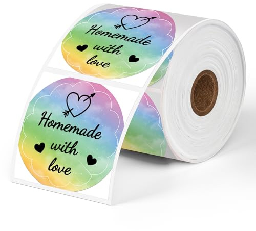 50 * 50 Round Labels Rainbow star pattern 500Pcs/Roll Phomemo 2 runde Regenbogenetiketten 500 Blatt/Rolle, kompatibel mit MUNBYN, Phomemo, Polono Etikettendrucker, BPA-frei