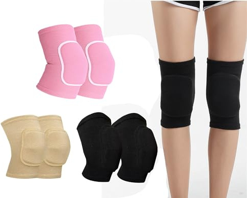 YYaaloa Knieschoner aus Schaumstoff, atmungsaktiv, flexibel, elastisch, Kniestütze für Volleyball, Tanzen, Fußball, Yoga, Basketball und Skaten (Größe M, Rosa, Beige, Schwarz)