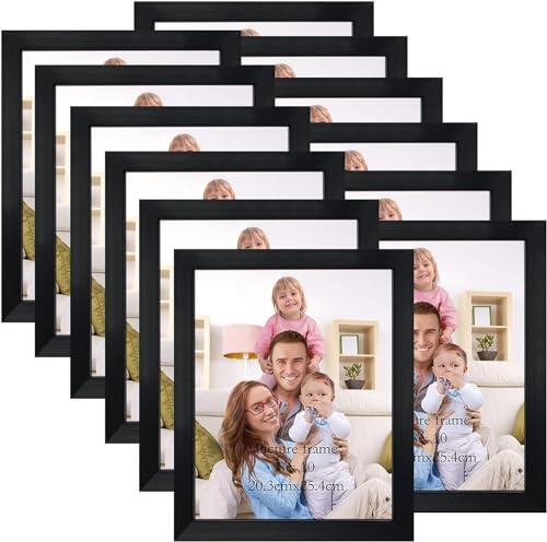 Giftgarden Marcos de Fotos Multiples 20x25 de Pared y Mesa, Conjunto de Portafotos Negros, Diseño Sencillo y Moderno, 12 Piezas