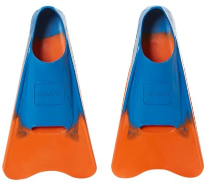Sporti Adult-Kids Short Swim Fins, Floating Fin for Swimming & Snorkeling, Swim Flippers for Training - OrangeBlue - Little Kid 1-2