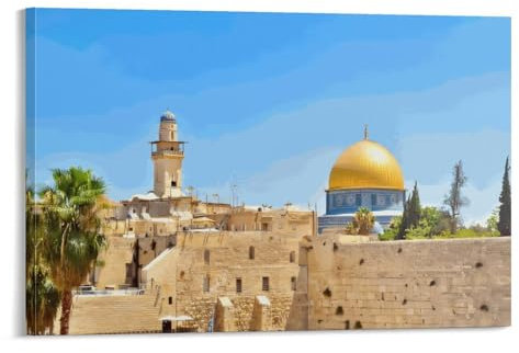 PLMoney Lustiges Jerusalem-Klagewand-Kunstgemälde auf Leinwand, spielendes Bild, Druck, dekoratives Wandbild für das Badezimmer, fertig zum Aufhängen, 30 x 45 cm