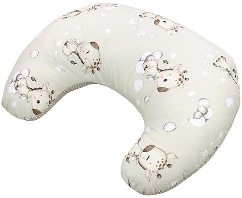 TupTam Baby Stillkissen Klein mit Baumwoll-Bezug, Farbe: Giraffe Beige Punkte