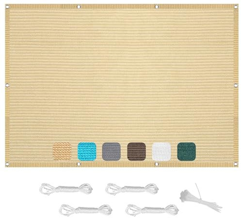 Voile D'Ombrage Rectangulaire 1.6 x 4 m HDPE Respirant Filet D'Ombrage Couvert Végétal Toile Jardin, Pelouse, Patio, Piscine UV Protection 98% Résistant Aux Déchirures, Couleur Crème