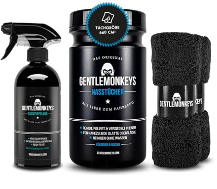 GENTLEMONKEYS Cockpitpflege Set - 500ml Spray + 45 Nasstücher - Innenraum