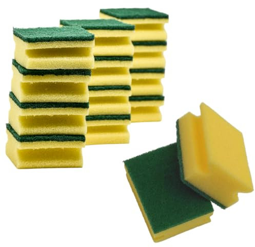 Apex 12 Spugne Super Assorbenti Abrasive per la Pulizia di Cucina, Pentole, Piatti, Bicchieri e Stoviglie, Dimensioni 8.5 x 6.5 x 4 cm