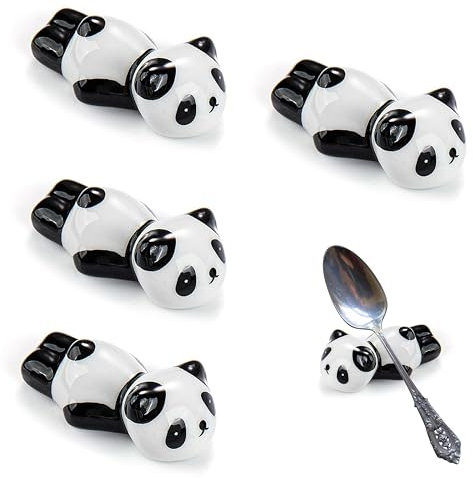 KEPYATI 4 Soporte Para Palillos Chinos,Unidades, Diseño De Pandas Chinos, Soporte De Cerámica Para Palillos