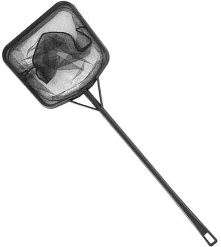 NIHENHAO Guadino da pesca portatile con manico lungo quadrato per acquari e acquari da pesca, retino da pesca, galleggiante, strumento di pulizia