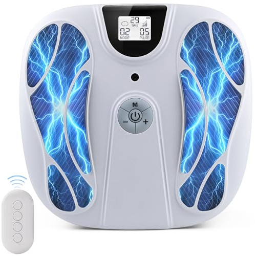 F FIWENE FSA EMS Foot Massager-Electronic Muscle Stimulator Relief for Neuropathy, Plantar Fasciitis & Foot Pain- 10 Modes, 20 Intensities, Remote - Rechargeable Silent Operation