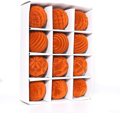 12-teiliges Weihnachtskugel-Set (6 cm): festliche Ornamente für Weihnachtsbaum und Feiertagsfeiern (orange)