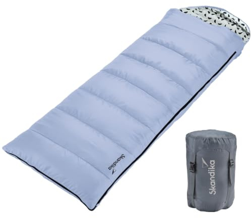 Skandika Deckenschlafsack Iceland Single | Schlafsack Outdoor für Erwachsene, 3 Jahreszeiten mit Baumwolle, 220 x 80 cm, als Doppelschlafsack nutzbar, Camping Schlafsack XXL, Schlafsäcke Erwachsene