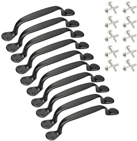 SOTECH 10 x Möbelgriffe Erik BA 96 mm schwarz | (143,5 x 22,7 x 25 mm) Stilgriffe für rustikale Nachttische, Kommoden und andere Möbelstücke