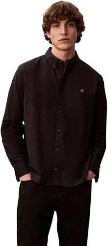 Calvin Klein Camisa Hombre Solid Oxford Classich Shirt Camisa Informal, Negro (Black), S