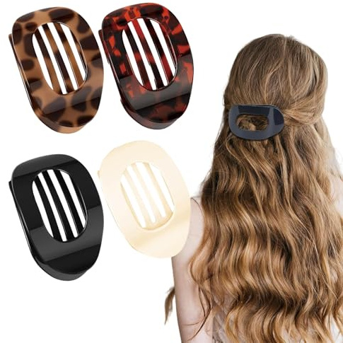 Dinghaole 4 Pièces Pince Plates Femme Antidérapante Barettes Cheveux Épais et Fins, Pour Tous Les Types de Cheveux et Occasions