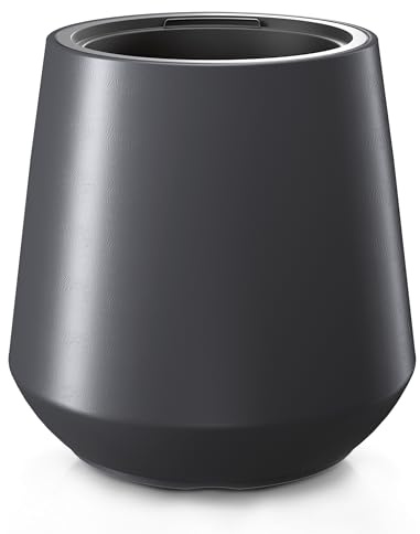 Plastblomkruka med konisk fot – 44 x 35 cm – design blomkruka i antracit med växtinsats – växtskål blomkruka trädgårdsblommor växt ytterkruka