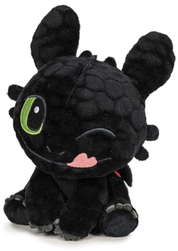 Drachenzähmen leicht gemacht – schwarzer Nachtdrache inspiriert von Ohnezahn – Kuscheltier & Stofftier – verschiedene Modelle & Größen – weiches Plüschtier für Kinder & Fans (Zwinkernde Augen 18 cm)