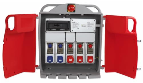 ROSI, 3155 Quadro da Cantiere 70KW con 5 Prese Interbloccate: 2 Prese da 16A 2P+T; 2 Prese16A 3P+T e 1 Presa 63A 3P+N+T + Pulsante di Emergenza