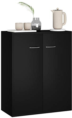 Tomostar Buffet Cuisine, Buffet Bas Meuble de Rangement Salon Noir 60x30x75 cm Bois d'ingénierie