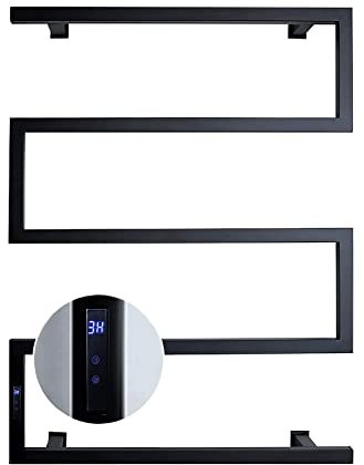 BOOZXCV Scaldasalviette riscaldati con Timer Scaldasalviette Elettrico Scaldasalviette Elettrico a Parete Scaldasalviette in Acciaio Inox, scaldasalviette a Basso consumo da 89 W (Black L110V)