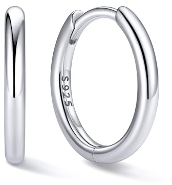 ChicSilver Mini Creole Argent 925 Massif Argent Femme Homme Petite Hoop Earrings Créoles 10 MM Anneau Boucles d’Oreilles