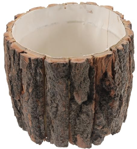 BIUDECO Macetero Rústico de Madera con Diseño de Corteza Maceta de Tronco Natural para Suculentas y Plantas Contenedor Decorativo para Interior y Exterior Soporte Local para Jardinería