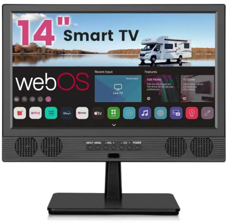ZOSHING 14 Inch Small Smart TV HD 1080P LED, Flat Screen Smart Television with T2 Tuner/HDMI/USB/AV for Kitchen, Motorhome, Camper, Home & Bedroom or Entertainment on the Go (14inch)